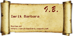 Imrik Barbara névjegykártya